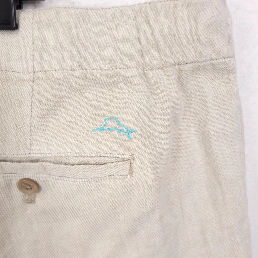 Tommy Bahama Linen Pants Mens 2XL Beige Drawstring Beach Tropical Relaxed Fit